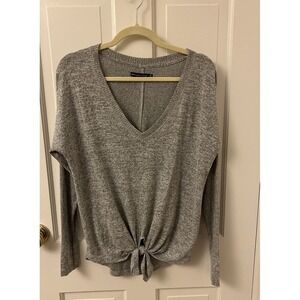 Abercrombie & Fitch Women's Size Medium Gray Ribbed Knot Front Sweater Top‎